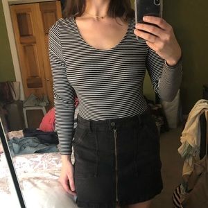 Striped Bodysuit with Open Back